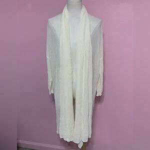 Zara Cream Sheer Scarf Open Sweater M